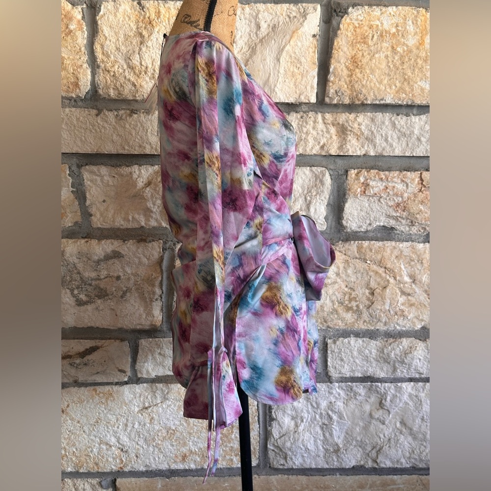 Verona Blue & Purple Bow Tie Blouse - Picture 8 of 16